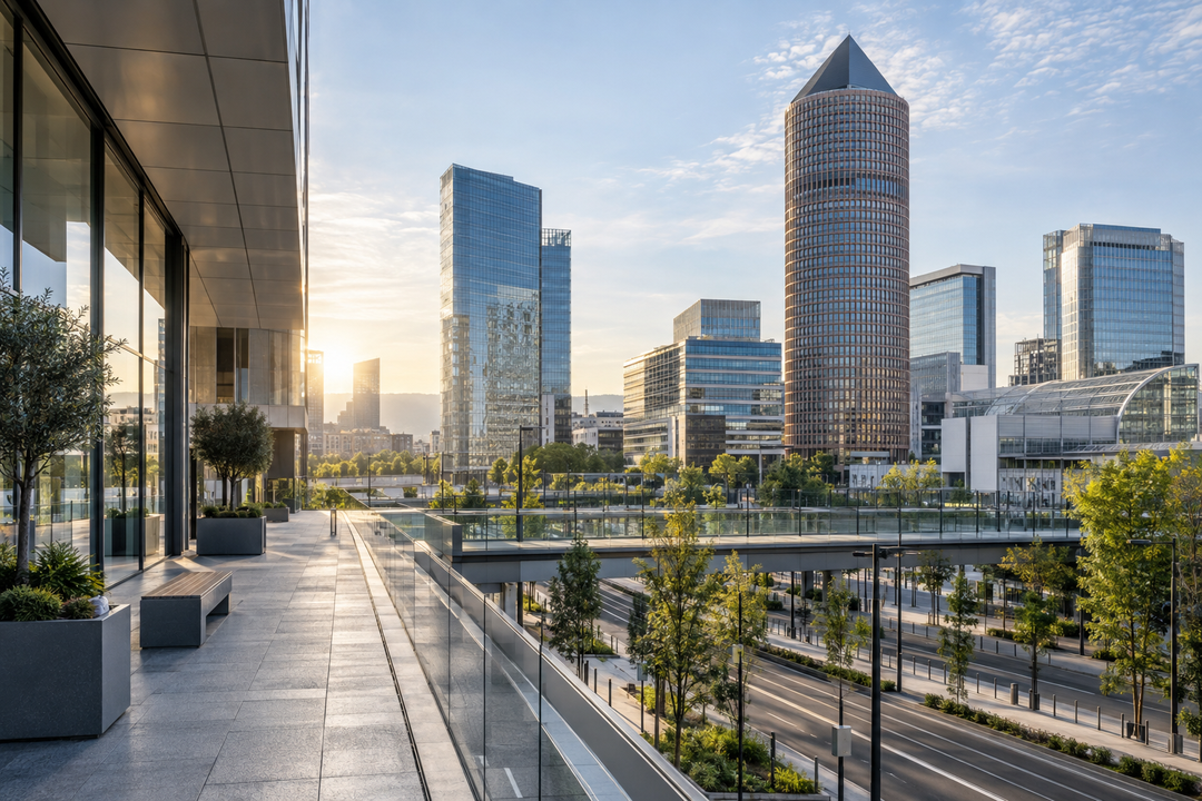 Quartier d'affaires de la Part-Dieu au matin